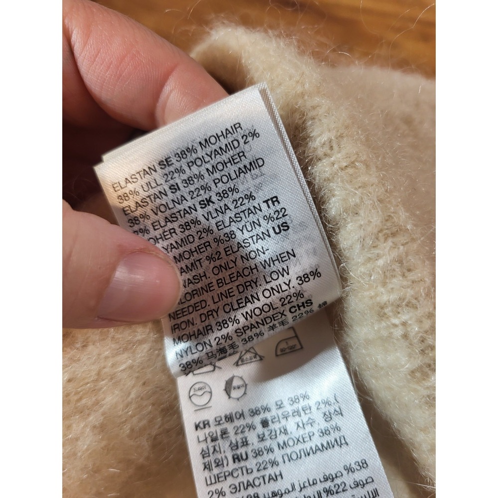 & Other Stories Cream Mohair Wool Knit Beanie One Size - Picture 3 of 3
